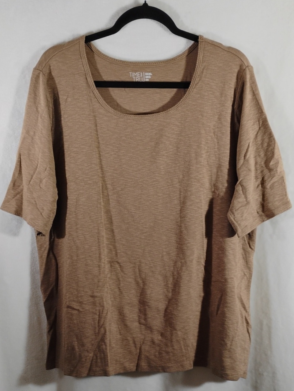 Time and Tru Taupe Scoop Neck Short Sleeve Tee 3X